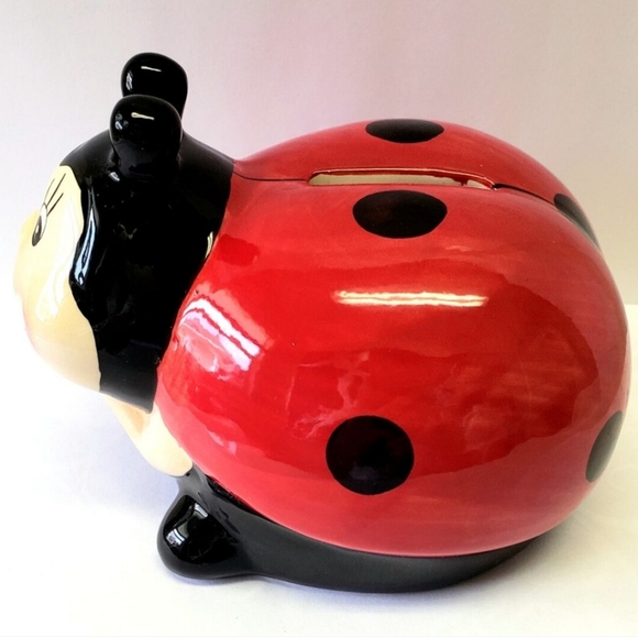 Glaze Ceramic Ladybug Coin Piggy Bank Red. - Picture 3 of 10